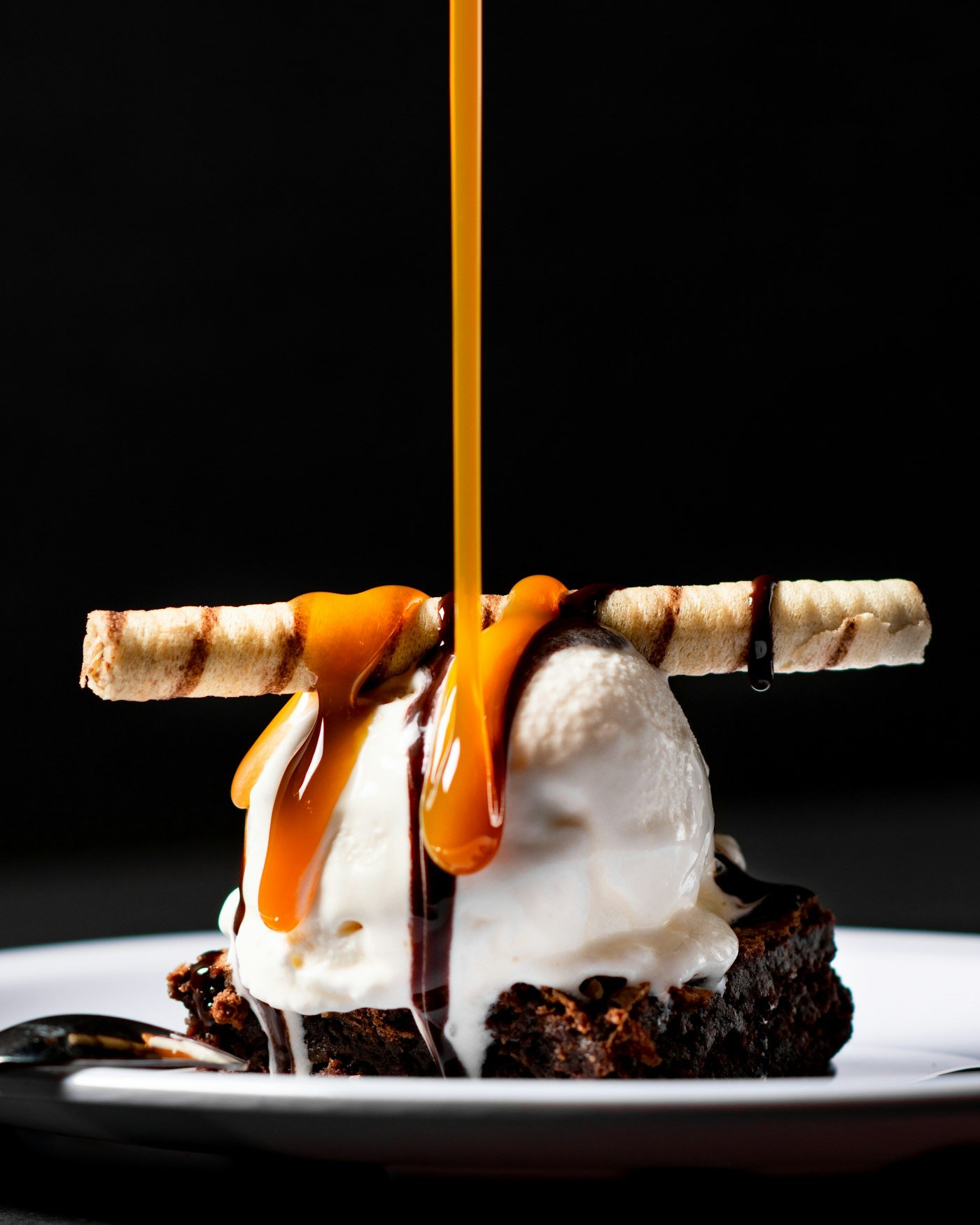 Postre de cacao con helado de café de Apaneca
